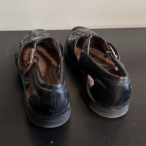 Allen Edmonds Mens 9.5 Quilted Black Leather Tivoli Vibram Sandals Shoe Buckle - Picture 6 of 9